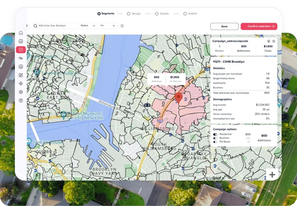 EDDM route map in the Oppizi dashboard